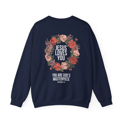 Jesus Loves You (Floral Wreath) Crewneck Sweatshirt
