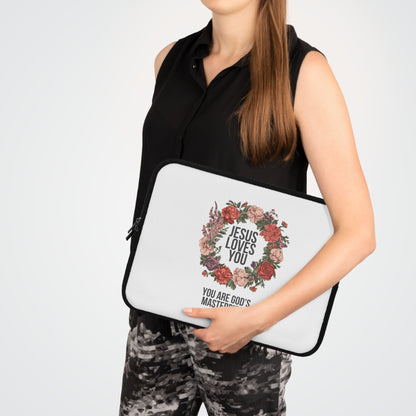 Jesus Loves You (Floral Wreath) Laptop Sleeve