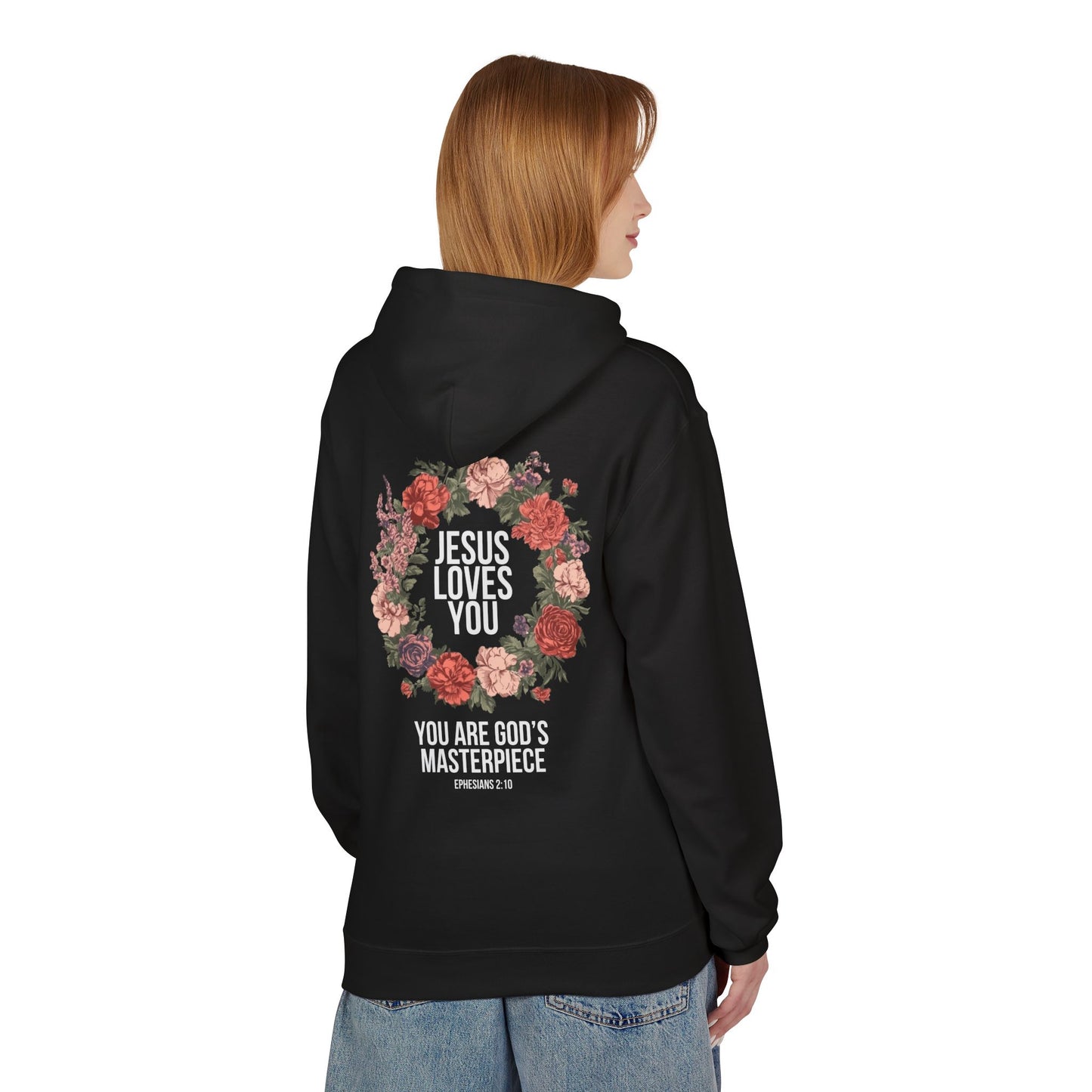 Jesus Loves You (Floral Wreath) Softstyle Hoodie