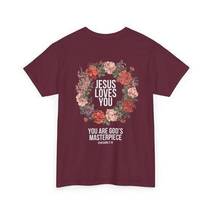 Jesus Loves You (Floral Wreath) Heavy Tee