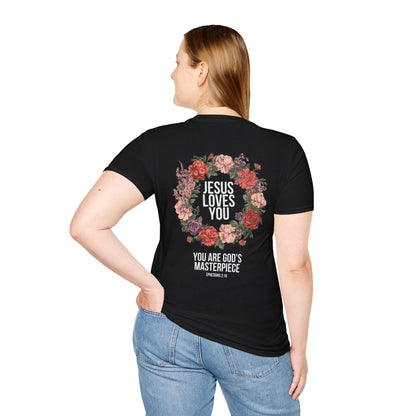 Jesus Loves You (Floral Wreath) Softstyle Tee